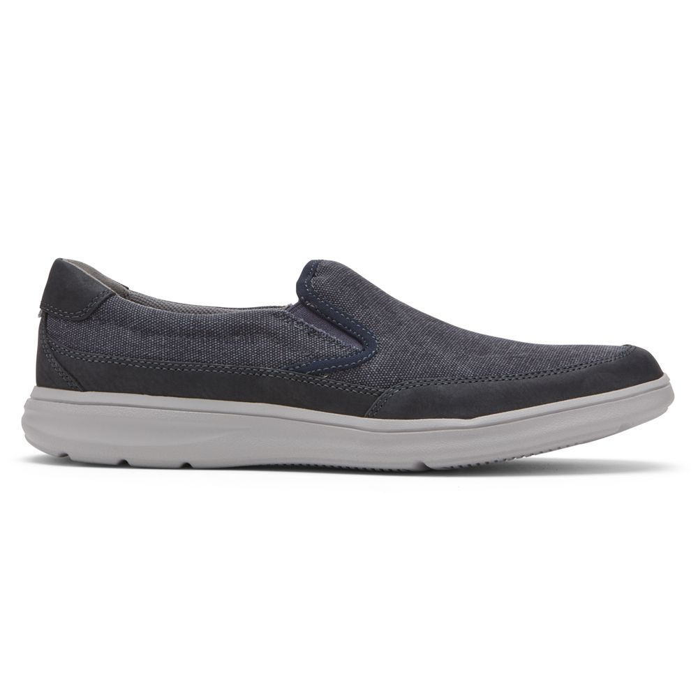 Rockport Men's Beckwith Slip-On Sneakers - Navy - USA (0764JDAKI)